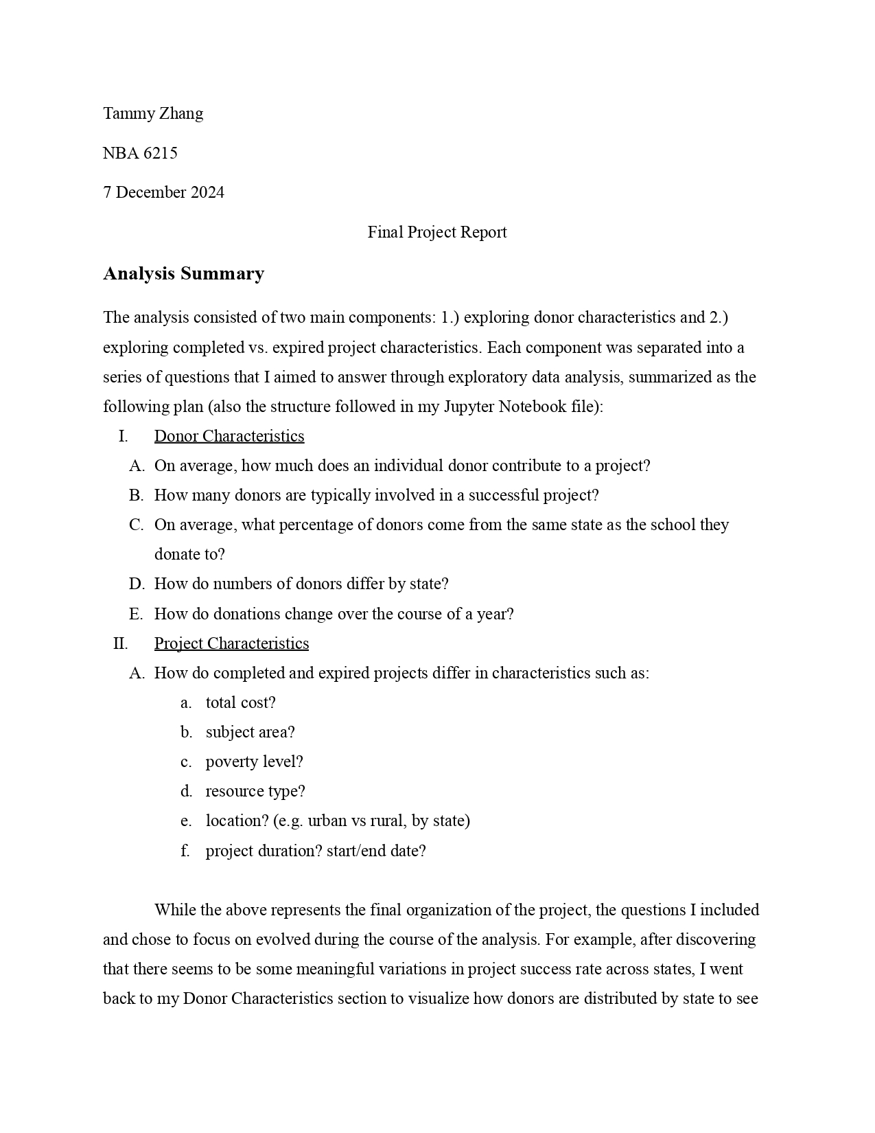 DonorsChoose data analysis